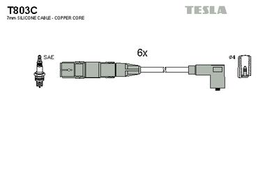 Комплект проводов зажигания TESLA T803C для VW TRANSPORTER