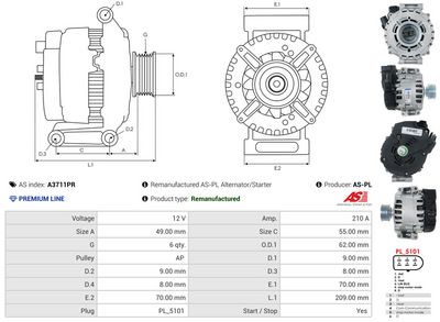 GENERATOR / ALTERNATOR AS-PL A3711PR 4