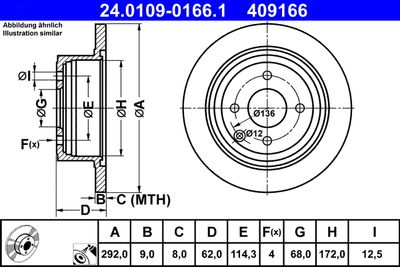 Тормозной диск ATE 24.0109-0166.1 для NISSAN CUBE