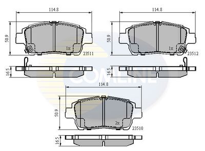 Комплект тормозных колодок, дисковый тормоз COMLINE CBP3901 для TOYOTA WILL