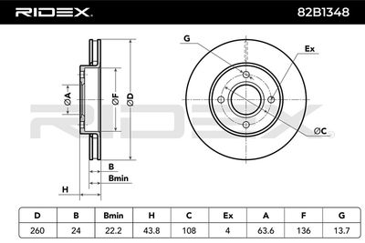 спирачен диск RIDEX 82B1348