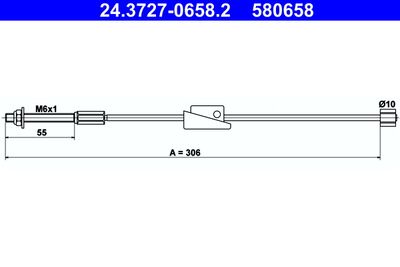 Тросик, cтояночный тормоз ATE 24.3727-0658.2 для MAZDA 2