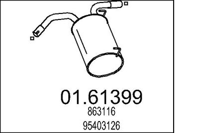 Глушитель выхлопных газов конечный MTS 01.61399 для OPEL MOKKA