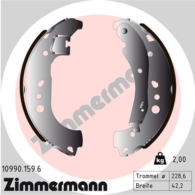 ZIMMERMANN 10990.159.6 Ремкомплект барабанных колодок  для VW T-CROSS (Фольцваген Т-кросс)