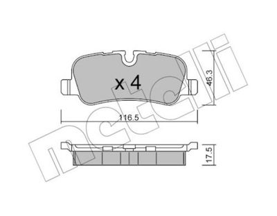 комплект спирачно феродо, дискови спирачки METELLI 22-0694-0