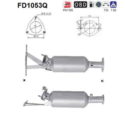 Filtr sadzy / filtr cząstek stałych, układ wydechowy AS 36050567