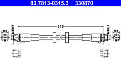 ATE 83.7813-0315.3 Тормозной шланг  для AUDI A6 (Ауди А6)