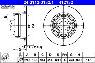 Тормозной диск ATE 24.0112-0132.1 для BMW 7