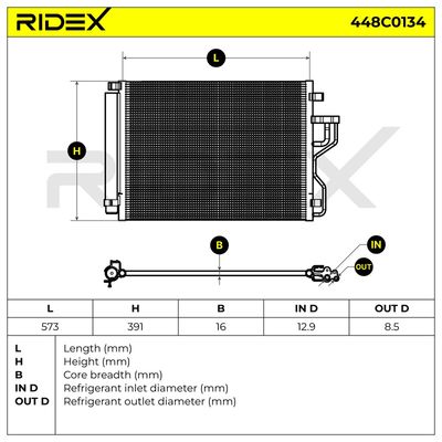 кондензатор, климатизация RIDEX 448C0134