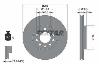 Тормозной диск TEXTAR 92091900 для CHEVROLET VIVA