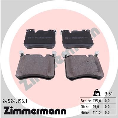 Комплект тормозных колодок, дисковый тормоз ZIMMERMANN 24524.195.1 для ROLLS-ROYCE WRAITH