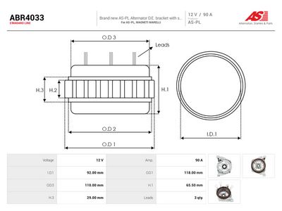 Stator, generator AUTOSTARTER ABR4033