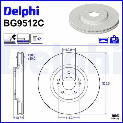 спирачен диск DELPHI BG9512C