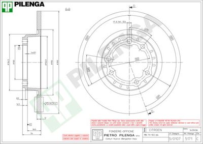 Тормозной диск PILENGA 5171 для CITROËN ID
