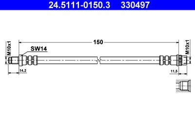 Тормозной шланг ATE 24.5111-0150.3 для RENAULT LAGUNA