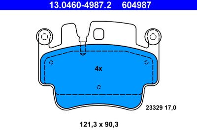 Комплект тормозных колодок, дисковый тормоз ATE 13.0460-4987.2 для PORSCHE BOXSTER