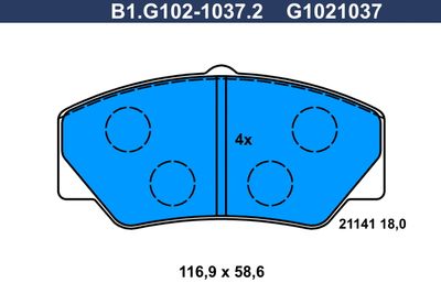 GALFER B1.G102-1037.2 Гальмівні колодки 