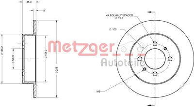 Тормозной диск METZGER 6110398 для NISSAN 100NX