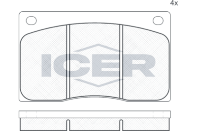 комплект спирачно феродо, дискови спирачки ICER 180234