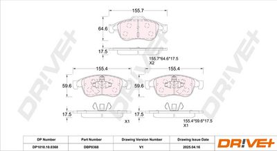 BREMSBELAGSATZ SCHEIBENBREMSE DR!VE+ DP1010100368 2