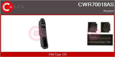 Выключатель, стеклолодъемник CASCO CWR70018AS для PEUGEOT 406