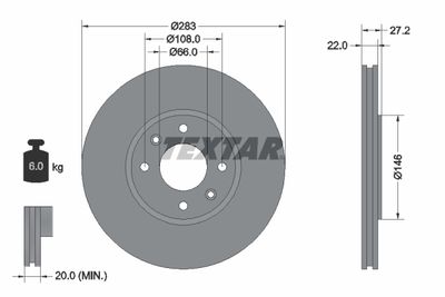 92059600 TEXTAR Тормозной диск