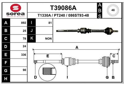 Hnací hřídel EAI T39086A