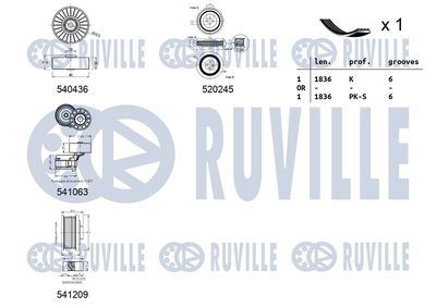 SET CUREA TRANSMISIE CU CANELURI RUVILLE 570158 1