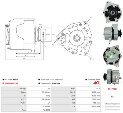 GENERATOR / ALTERNATOR AS-PL A9220 4