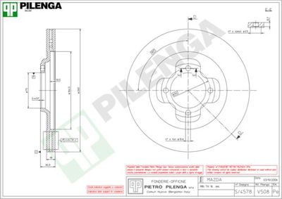 PILENGA V508 Тормозные диски  для MAZDA 323 III Hatchback (BF) 1.6 GT Turbo 4WD (BF2)