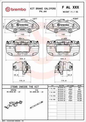 Zacisk hamulca - zestaw na oż BREMBO F AL E22