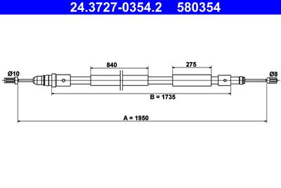 Vajer, parkeringsbroms ATE 24.3727-0354.2