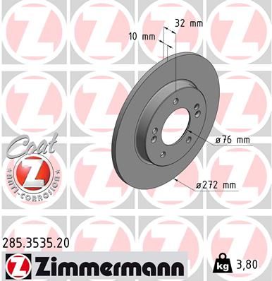 Тормозной диск ZIMMERMANN 285.3535.20 для KIA XCEED