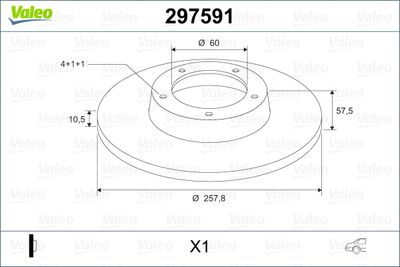 Тормозной диск VALEO 297591 для CHEVROLET LACETTI