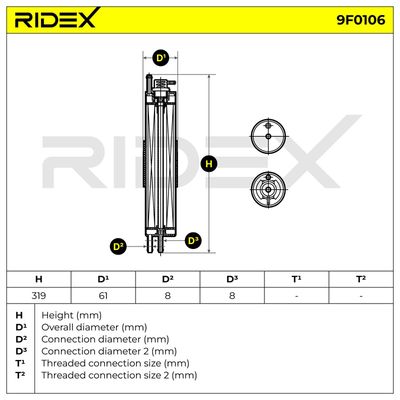 горивен филтър RIDEX 9F0106