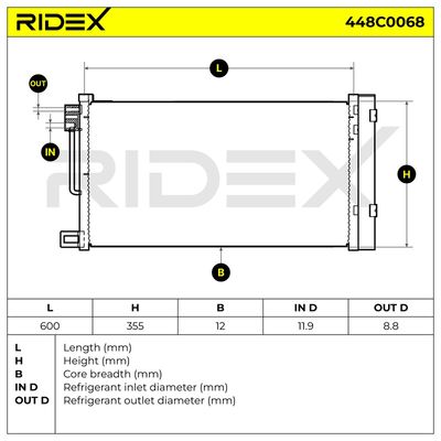 кондензатор, климатизация RIDEX 448C0068