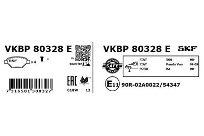Комплект тормозных колодок, дисковый тормоз VKBP 80328 E