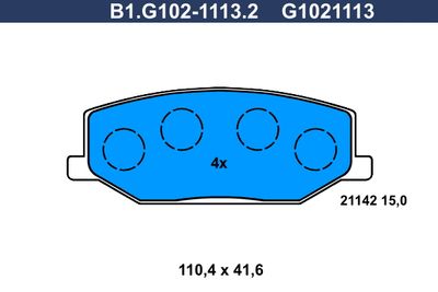 Комплект тормозных колодок, дисковый тормоз GALFER B1.G102-1113.2 для SUZUKI SJ413