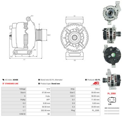 GENERATOR / ALTERNATOR AS-PL A0488 4