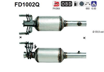 Filtr sadzy / filtr cząstek stałych, układ wydechowy AS FD1002Q