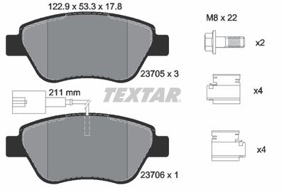 Комплект тормозных колодок, дисковый тормоз TEXTAR 2370502 для FIAT GRANDE
