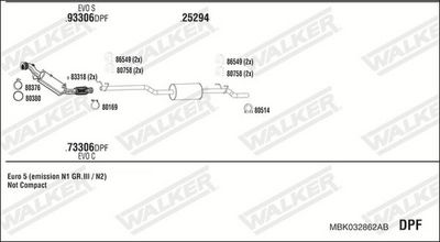 ABGASANLAGE WALKER MBK032862AB