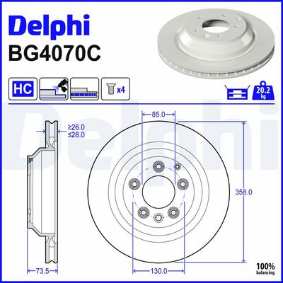 спирачен диск DELPHI BG4070C
