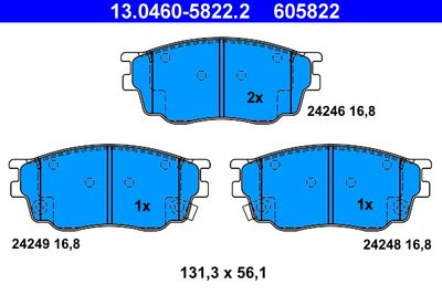 Комплект тормозных колодок, дисковый тормоз ATE 13.0460-5822.2 для MAZDA 6