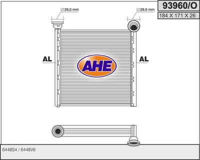 AHE 93960/O Радиатор печки  для PEUGEOT  (Пежо Ркз)