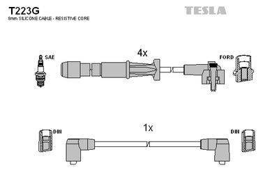 Комплект проводов зажигания TESLA T223G для FORD SCORPIO
