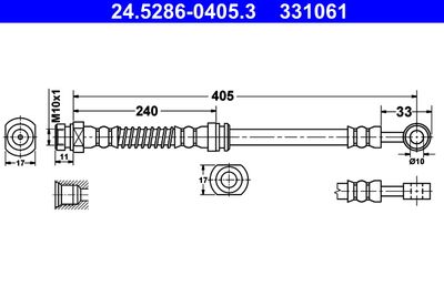 Тормозной шланг ATE 24.5286-0405.3 для HYUNDAI TUCSON