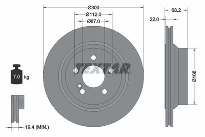 Тормозной диск TEXTAR 92115505 для MERCEDES-BENZ GLK-CLASS