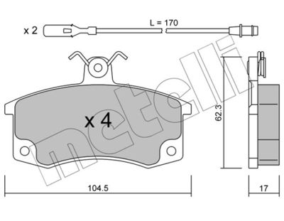 Комплект тормозных колодок, дисковый тормоз METELLI 22-0062-1 для LADA PRIORA