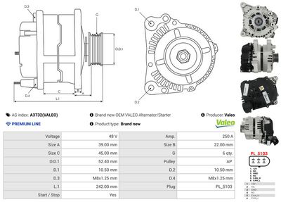 GENERATOR / ALTERNATOR AS-PL A3732VALEO 4
